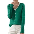 thumbnail image 1 of Godokuleh Cardigan Sweaters for Women Fall Solid Long Sleeve V Neck Button Up Fuzzy Knit Tops Lightweight Trendy Warm Soft Clothes Dark Green M, 1 of 4