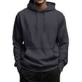 thumbnail image 1 of Godokuleh Hoodies for Men Cotton Fleece Casual Solid Hooded Collar Drawstring Pullover Fall Winter Long Sleeve Sweatshirts with Pocket Dark Gray 3XL, 1 of 4