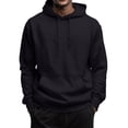 thumbnail image 1 of Godokuleh Hoodies for Men Fleece Casual Solid Hooded Collar Drawstring Sweatshirts Fall Winter Long Sleeve Pullover with Pocket Black 3XL, 1 of 4