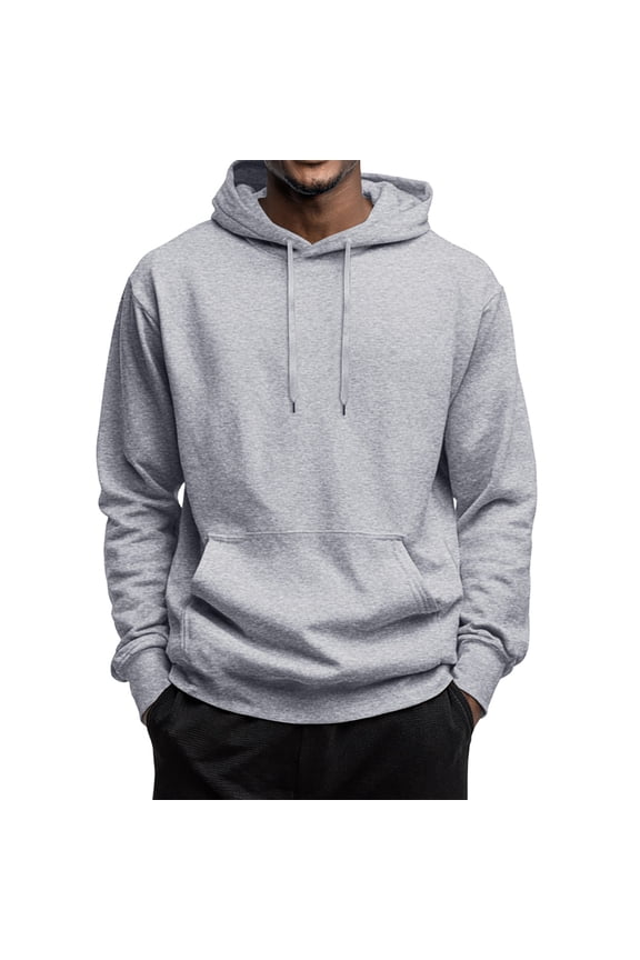 Hoodies for Men Fleece Casual Solid Hooded Collar Drawstring Sweatshirts Fall Winter Long Sleeve Pullover with Pocket Gray 3XL