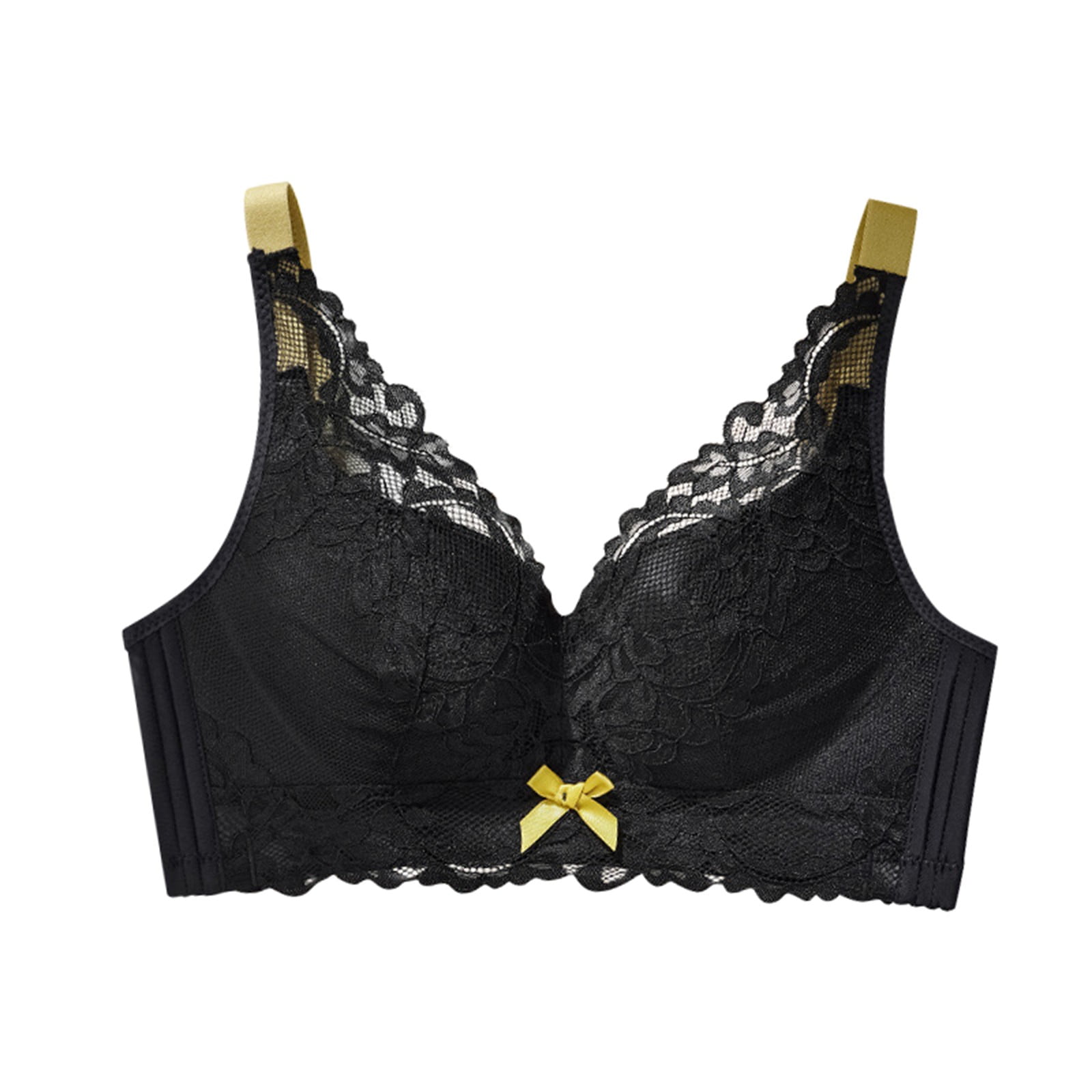 Godokuleh Lightly Latex Lined Cup Wirefree Unpadded Full Coverage Plus Size Minimizer Bra Black