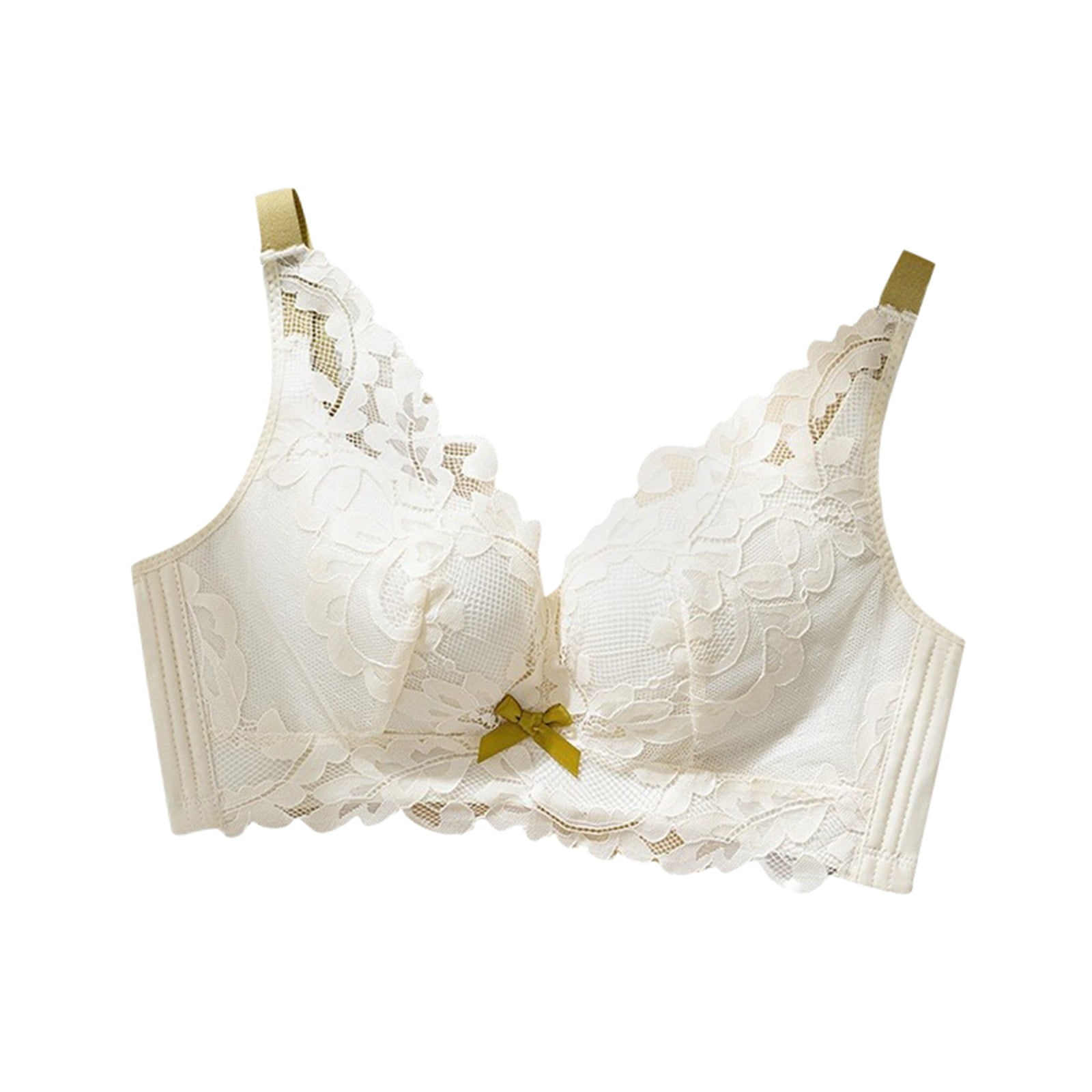 Godokuleh Lightly Latex Lined Cup Wirefree Unpadded Full Coverage Plus Size Minimizer Bra White