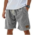 thumbnail image 1 of Godokuleh Lininco Mens Shorts | Mokaloha Mens Shorts | Men's Breathable Linen Embroidered Logo Loose Holiday Short Gray 2XL, 1 of 5