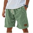 thumbnail image 1 of Godokuleh Lininco Mens Shorts | Mokaloha Mens Shorts | Men's Breathable Linen Embroidered Logo Loose Holiday Short Green XL, 1 of 5