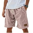 thumbnail image 1 of Godokuleh Lininco Mens Shorts | Mokaloha Mens Shorts | Men's Breathable Linen Embroidered Logo Loose Holiday Short Pink S, 1 of 5