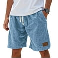 thumbnail image 1 of Godokuleh Lininco Mens Shorts, Mokaloha Mens Shorts, Men's Breathable Linen Embroidered Logo Loose Holiday Short Sky Blue 5XL, 1 of 5