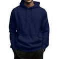 thumbnail image 1 of Godokuleh Men Cotton Fleece Hooded Sweatshirt Casual Long Sleeve Hoodies Pullover Fashion Drawstring Hoodie with Pocket Navy L, 1 of 5