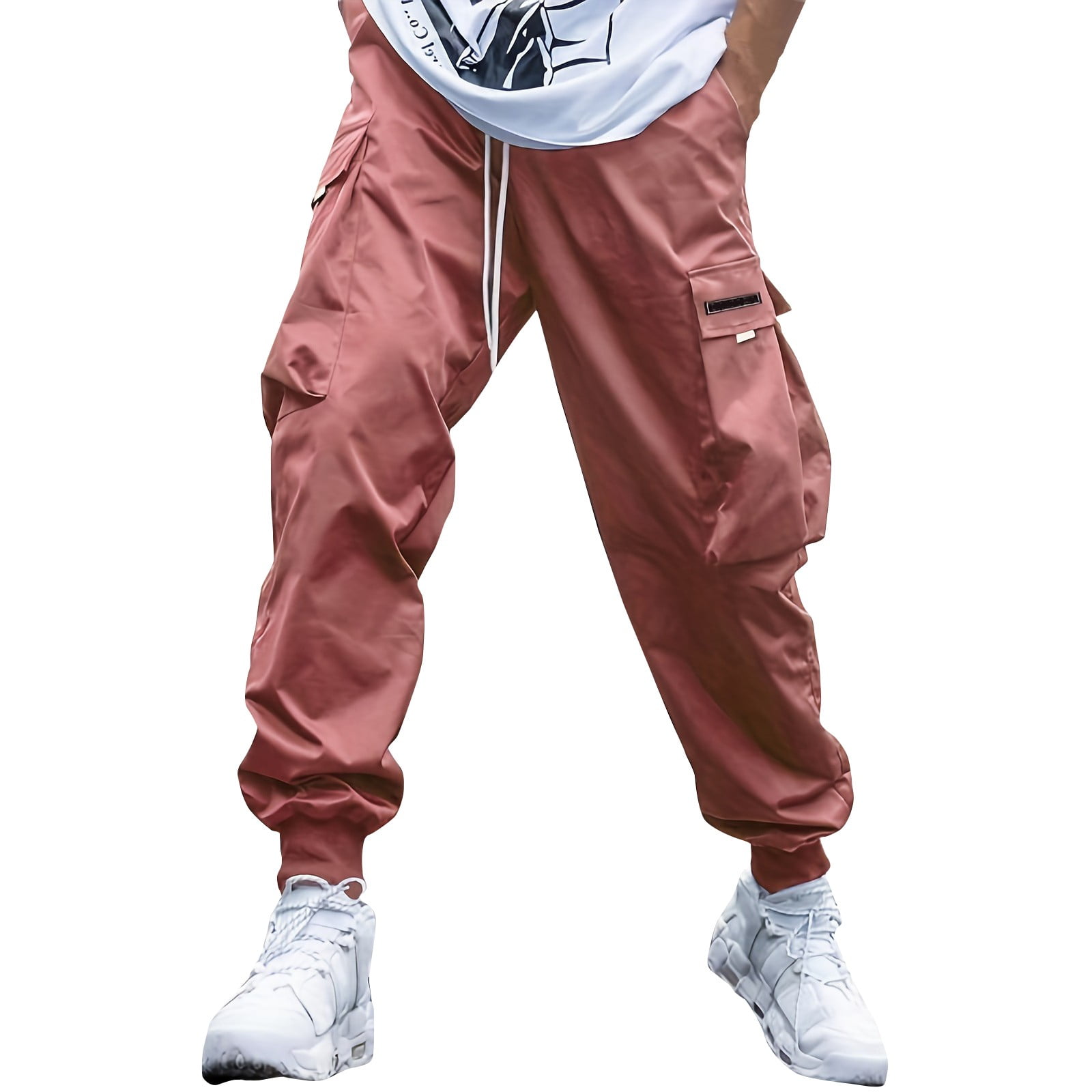 Godokuleh Men's Baggy Cargo Pants Drawstring Elastic Waist Flap Pocket ...