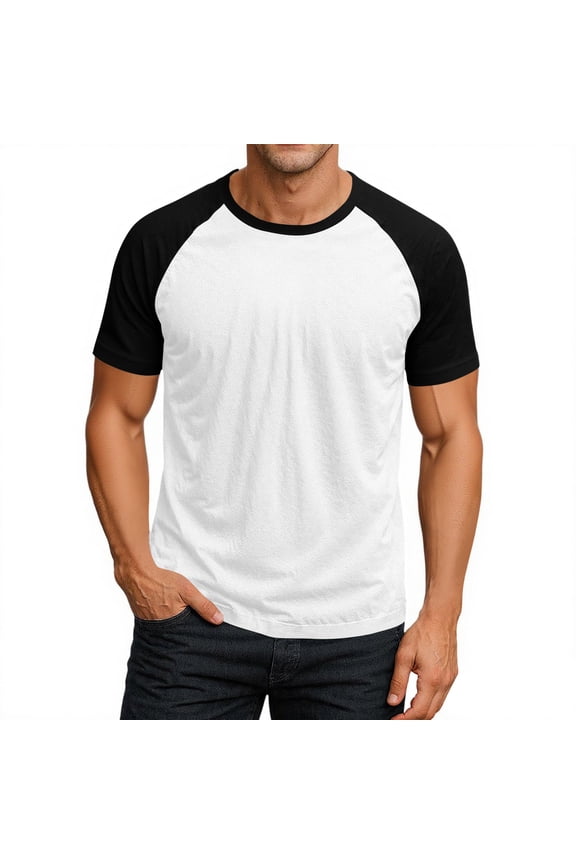 Men's Raglan Baseball T Shirts Cotton Crew Neck Short Sleeve T-Shirts Casual Soft Vintage Workout Athletic Tee Shirt Black M