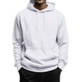 thumbnail image 1 of Godokuleh Mens Casual Cotton Fleece Hooded Collar Drawstring Hoodies Pullover Sweatshirts Casual Long Sleeve Shirts with Pocket White 2XL, 1 of 4