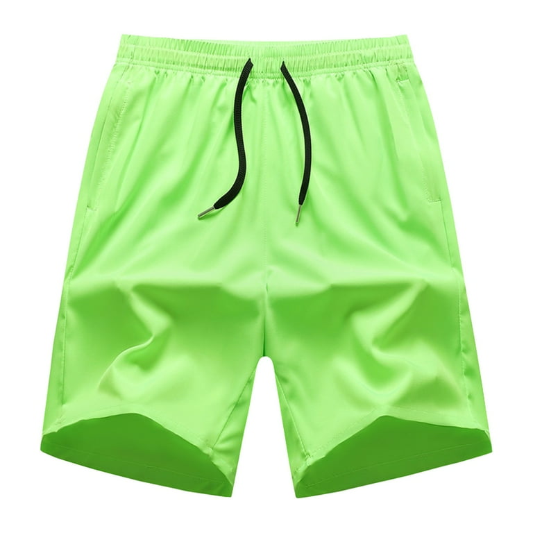 Godokuleh Mens Shorts Drawstring Athletic Shorts Solid Color Summer Workout Shorts Fluorescent Green 5XL Walmart