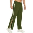 thumbnail image 1 of Godokuleh Mens Tear Away Basketball Pants 2 Side Zippers Snap off Full Open Down Sweatpants Leg Post Surgery Pant with Pockets Track Jogger Athletic Bottom Running Elastic Waist Pants Army Green L, 1 of 5