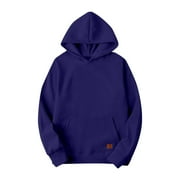 GODOKULEH Oversized Hoodies for Men Hooded Sweatshirts Plain Streetwear Hoodie Fleece Pullover Sweater with Pockets Royal Blue M
