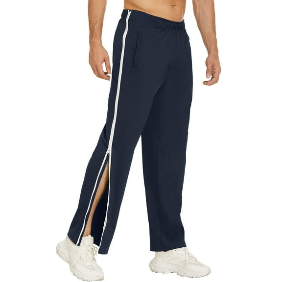 Godokuleh Tear Away Pants for Men Side Zipper Lightweight Pants Zip Leg Sweatpants Breakaway Recovery Zipper Pants Navy L