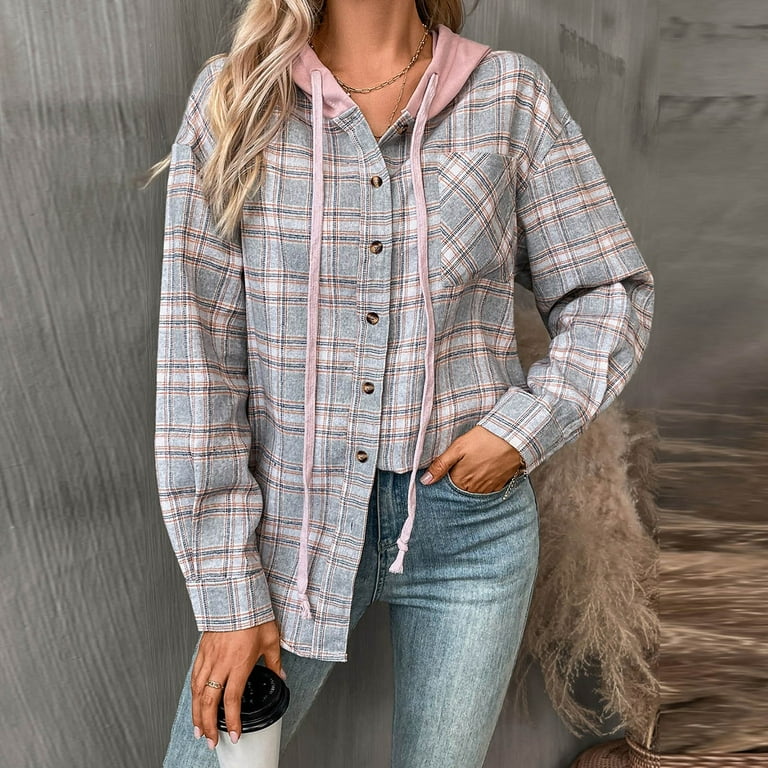 Buffalo plaid hoodie women's hot sale