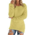 thumbnail image 1 of Godokuleh Womens Cute Sweaters Casual Crewneck Fluffy Fuzzy Pullover Long Sleeve Thermal Fleece Sweater Winter Warm Baggy Tops Yellow XL, 1 of 7