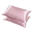 thumbnail image 1 of Godom 2Pcs Homeware Silk Pillow Cases Silk Double Pillowcase, Pink, 1 of 6