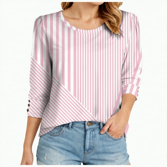 Godom 3/4 Length Sleeve Womens Tops 2025 Summer Crew Neck Shirts Tshirts