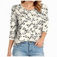 thumbnail image 1 of Godom 3/4 Length Sleeve Womens Tops Casual Crew Neck Shirts Soft Basic Tees Business Work Blouses, 1 of 5