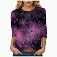 thumbnail image 1 of Godom 3/4 Length Sleeve Womens Tops Crewneck Neck Casual Halloween Shirts Print Trendy Blouses Fall Tee, 1 of 6