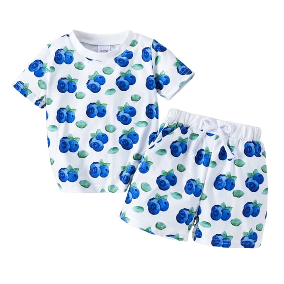 Godom Baby Boy Outfits Cartoon Cotton Short Sleeve T-Shirt Shorts Kids Clothing Set 2 Pieces Outfit Toddler to Big Kid Sizes