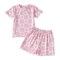 thumbnail image 1 of Godom Baby Boy Outfits Cartoon Cotton Short Sleeve T-Shirt Shorts Kids Clothing Set 2 Pieces Outfit Toddler to Big Kid Sizes, 1 of 7