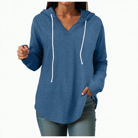 Godom Blouses for Women Dressy Casual Long Sleeve V Neck Shirts Fall Tunic Tops Loose Fit Hoodies for Womens