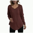 thumbnail image 1 of Godom Blouses for Women Dressy Casual Long Sleeve V Neck Shirts with pocket Fall Tunic Tops Loose Fit Hoodies for Womens, 1 of 7