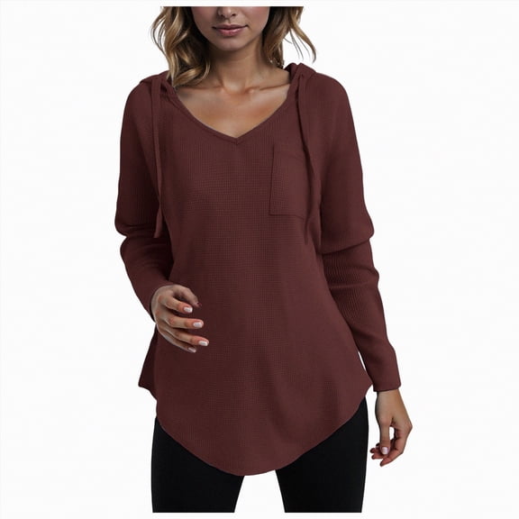 Godom Blouses for Women Dressy Casual Long Sleeve V Neck Shirts with pocket Fall Tunic Tops Loose Fit Hoodies for Womens