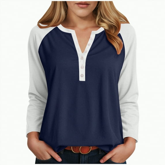 Godom Blouses for Women Fall Long Sleeves V Neck Tops Casual Knit Tunic Loose Fit T Shirt