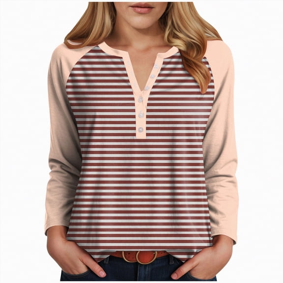 Godom Blouses for Women Fall Long Sleeves V Neck Tops Casual Knit Tunic Loose Fit T Shirt