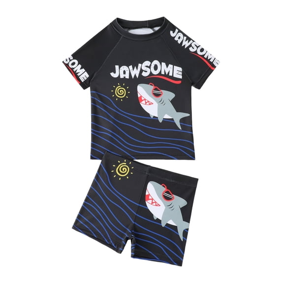 Godom Boy Swim Trunks Set Rash Guard and Swim Trunks Outfit Sets Beachwear Bathing Suit