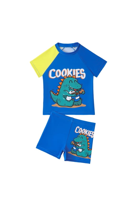 Boy Swim Trunks Set Two Piece Rash Guard Swimsuits Sets Toddler to Big Kid Sizes