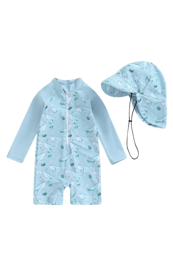 Boys Bathing Suit Long Sleeve Water Sport Bathing Suits UPF 50+ Sun Protection Beachwear Bathing Suit