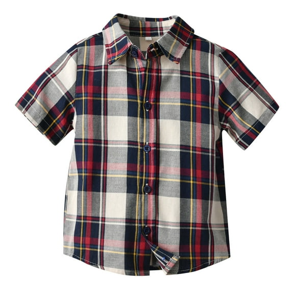 Godom Boys Button Down Shirt, Casual Short Sleeve, Little Boys, 1-Pack
