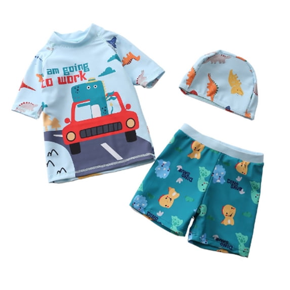 Godom Boys Swim Set Short Sleeve Swimsuit Kids 2-Pieces Bathing Suits Sets Toddler to Big Kid Sizes