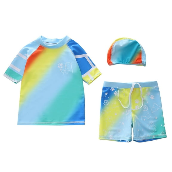 Godom Boys Swim Set Two Piece Rash Guard Swimsuits Sets with Swim Trunk Toddler to Big Kid Sizes