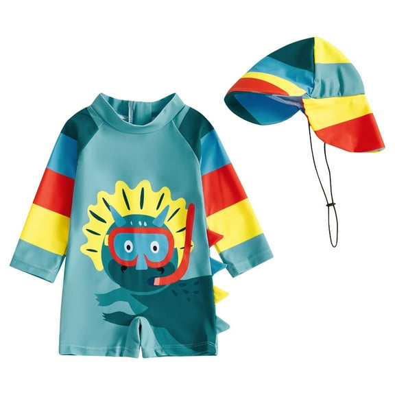 Godom Boys Swimsuit Long Sleeve Swim Shirt UPF 50  Sun Protection Bathing Suits Beachwear Bathing Suit