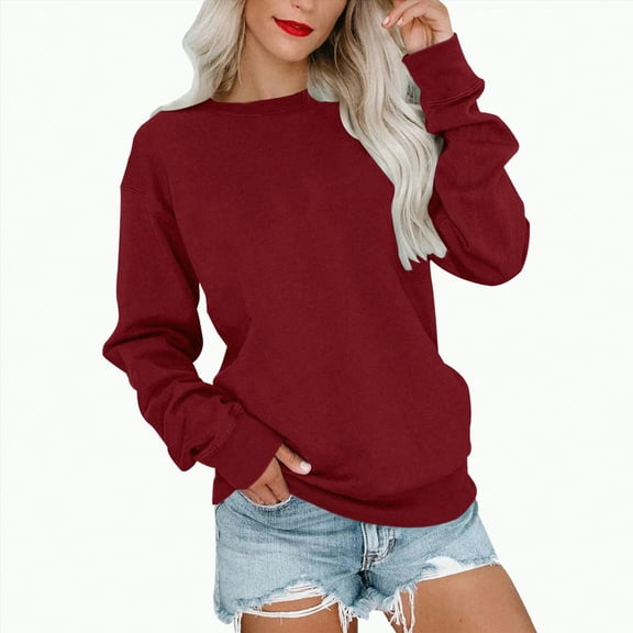 Godom Casual Womens Sweatshirts Crewneck Long Sleeve Tops Oversized Pullover Sweatshirt for Women
