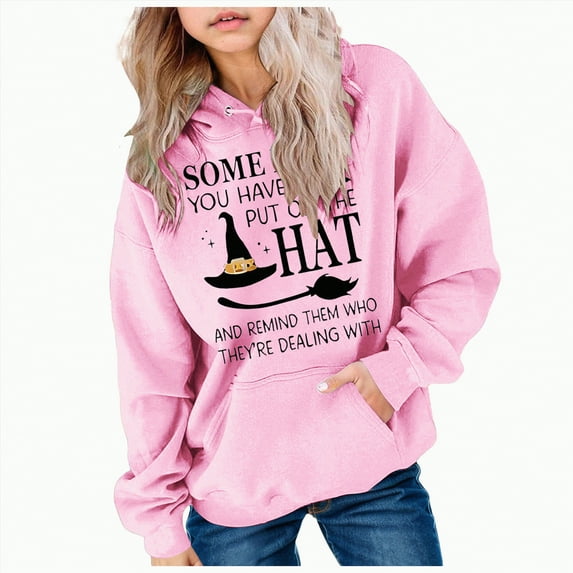 Godom Clothes for Kids Crew Neck Sweatshirts Girl Funny Tunic Pullover Halloween Print Hoodies for Teen Girls Trendy