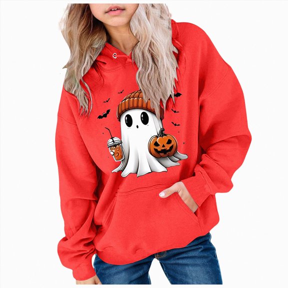 Godom Clothes for Kids Crew Neck Sweatshirts Girl Funny Tunic Pullover Halloween Print Hoodies for Teen Girls Trendy
