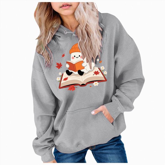 Godom Clothes for Kids Crew Neck Sweatshirts Girl Funny Tunic Pullover Halloween Print Hoodies for Teen Girls Trendy