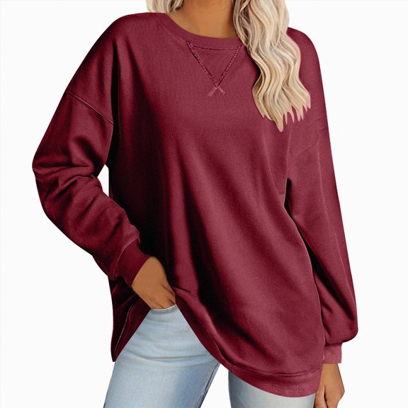 Godom Color Block Sweatshirts for Women Crewneck Long Sleeve Oversized Pullover Tops Casual Fall Outfits