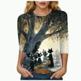 thumbnail image 1 of Godom Crew Neck Fall T-Shirt for Women Family Halloween Tops 3/4 Length Sleeve Pumpkin Graphic Tees, 1 of 4