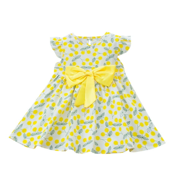 Godom Dresses for Kids Summer Dress Casual Print Short Sleeve Dresses Sundress Flower Girl Dress
