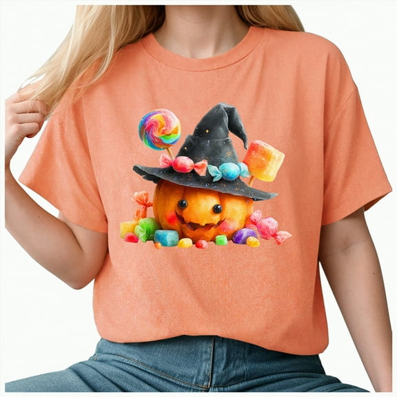 Godom Fall Pumpkin Shirts Womens Casual Autumn Graphic Tees Halloween Tops