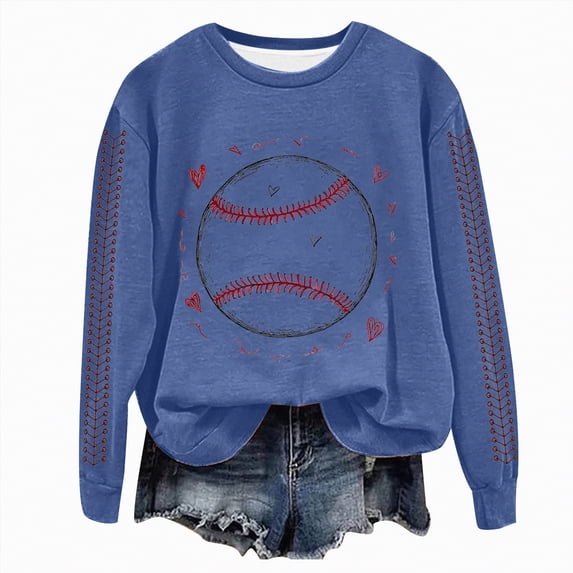Godom Football Sweatshirts for Women Graphic Sweatshirt Long Sleeve Crewneck Pullover Tops Baseball Sweatshirt