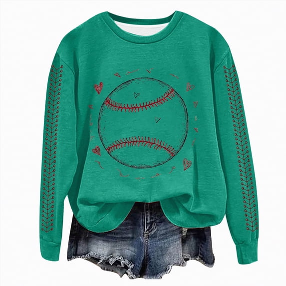 Godom Football Sweatshirts for Women Graphic Sweatshirt Long Sleeve Crewneck Pullover Tops Baseball Sweatshirt