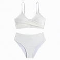 thumbnail image 1 of Godom Girls' 2 Piece Ditsy Floral Print Knot Front Ruched Triangle Bikini Swimsuit,White, 1 of 7