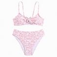 thumbnail image 1 of Godom Girls' 2 Piece Floral Print Knot Front Ruched Triangle Bikini Swimsuit,Pink, 1 of 7